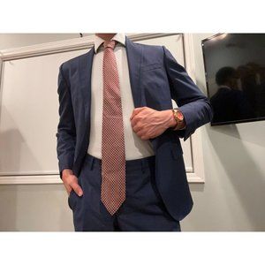 YSL Yves Saint Laurent Red & White Floral Print Silk Men's Tie